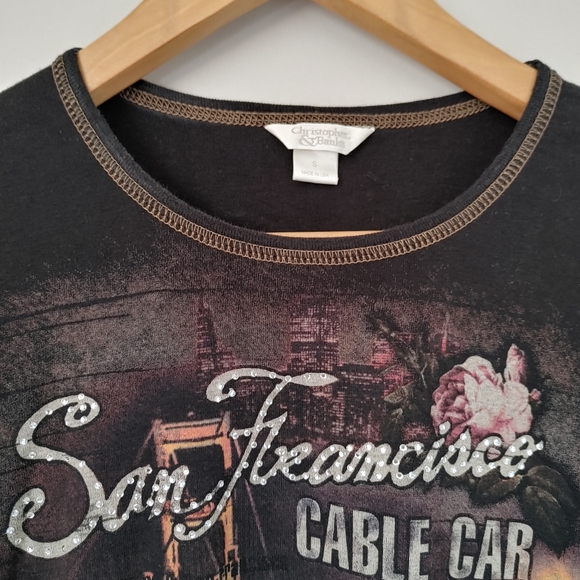 Y2k Bedazzled Graphic Tee Christopher & Banks Size Small - Picture 3 of 11